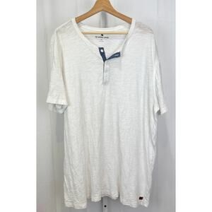 THE NORMAL BRAND Size 2XL XXL Henley Short Sleeve Top Slub Cotton Knit White